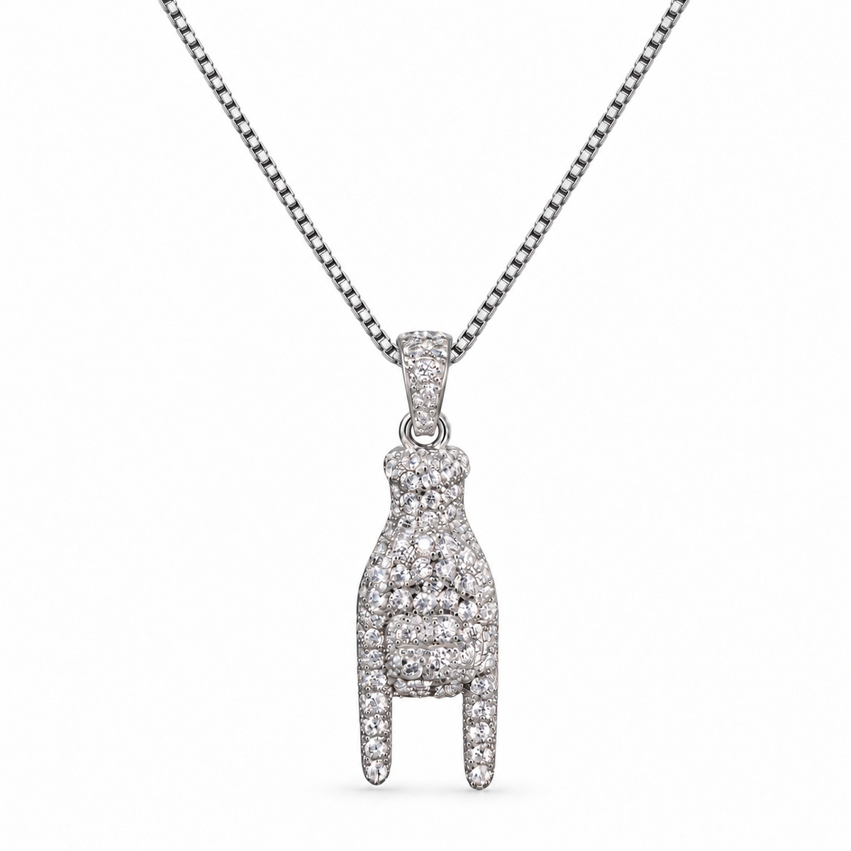 Collana con Ciondolo Mano Cornuta in Argento 925