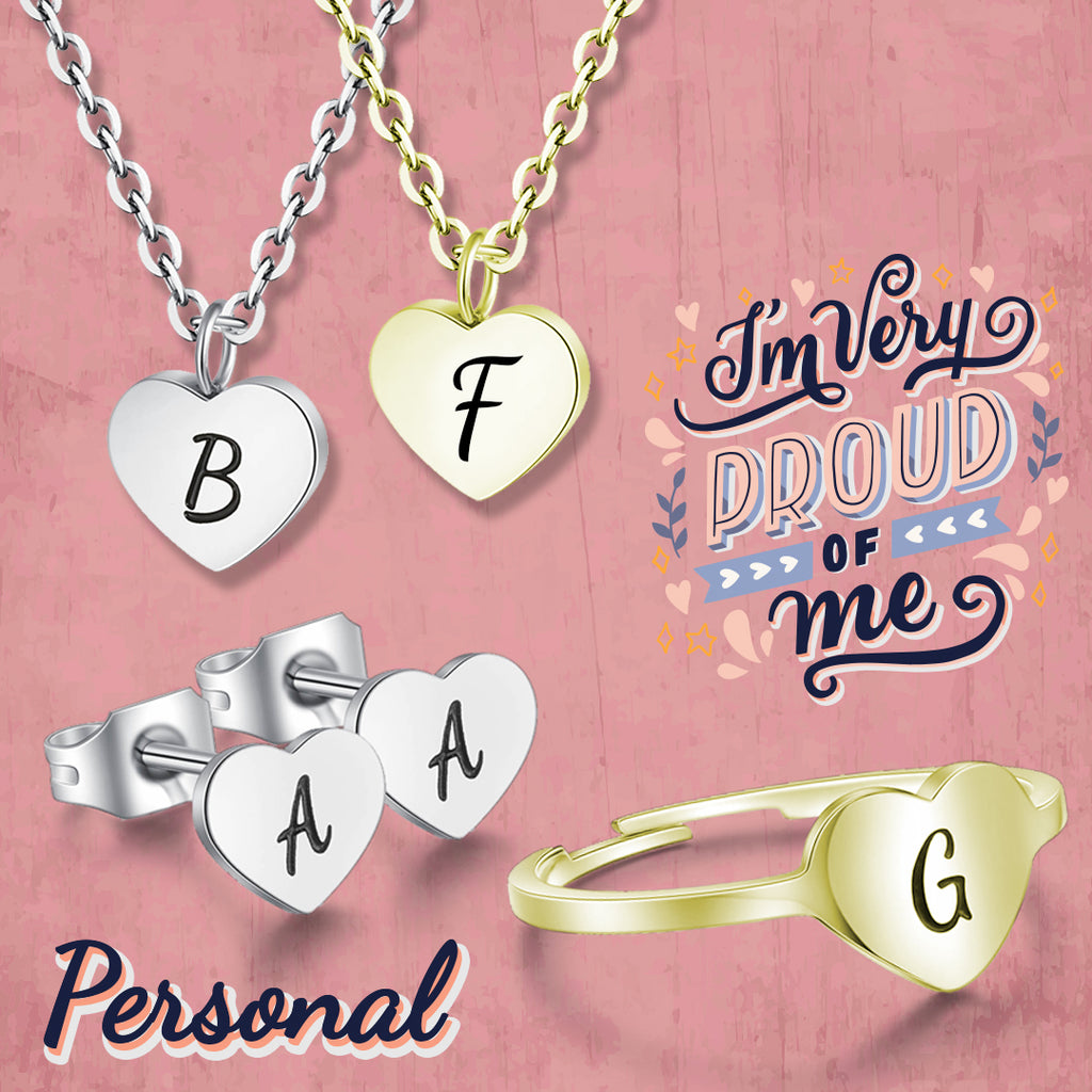 Anello Cuore Lettera in acciaio inox Personal - Brand Gioielli