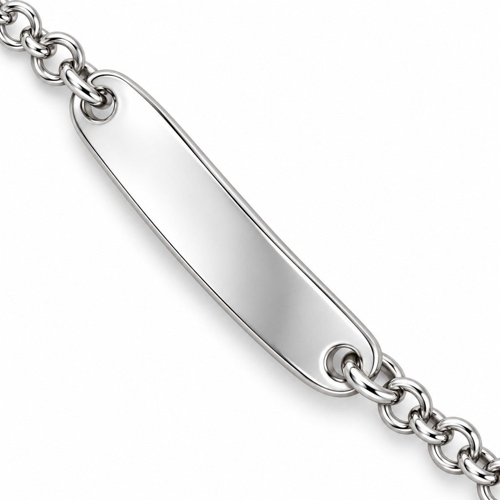 Bracciale per Bambini con Cuore e Piastrina Incisibile in Argento 925