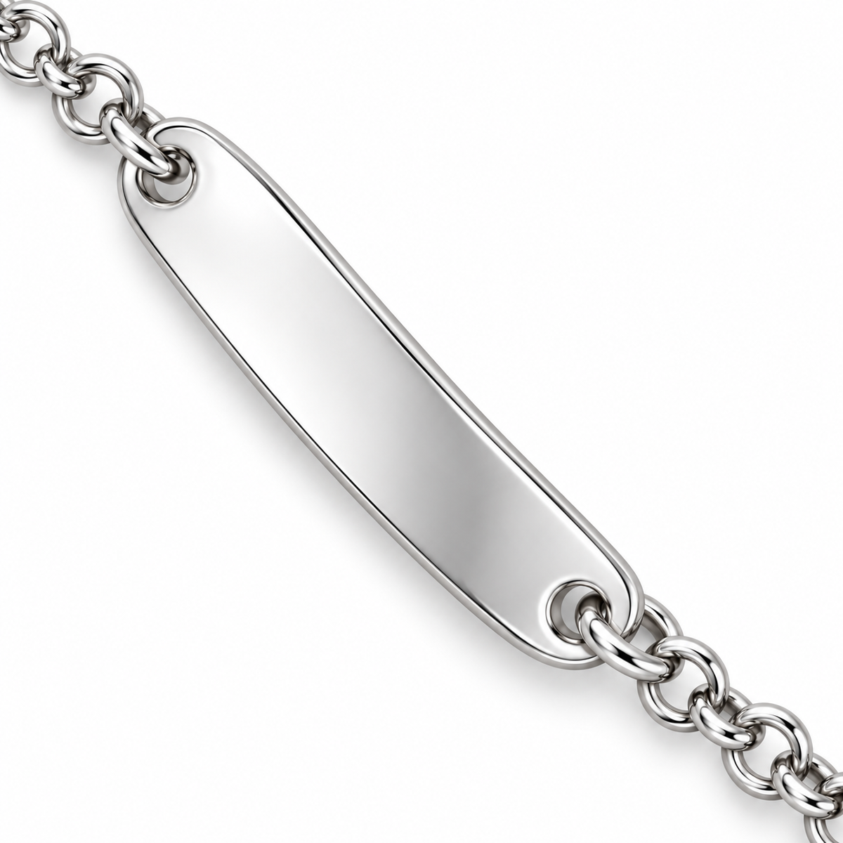 Bracciale per Bambini con Cuore e Piastrina Incisibile in Argento 925
