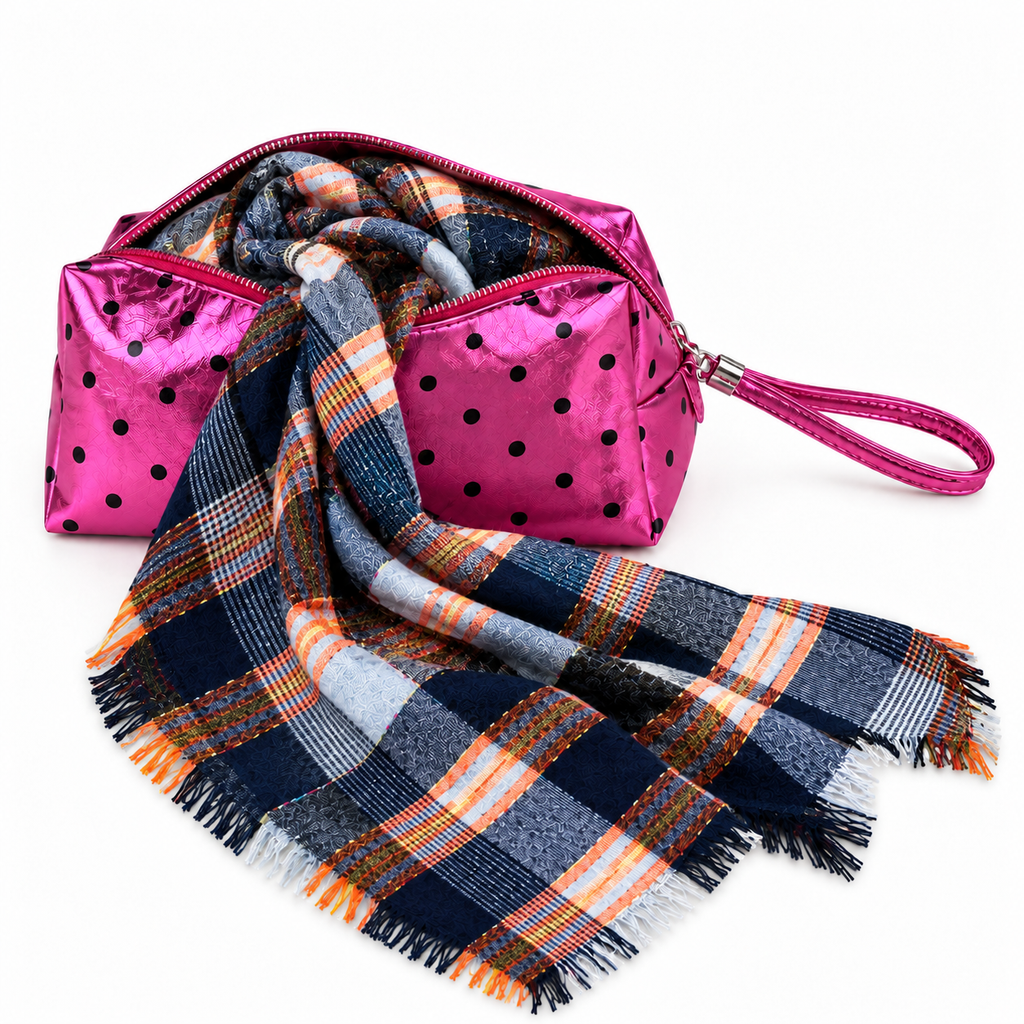 Sciarpa Triangolare Donna Coveri a Quadri con Pochette