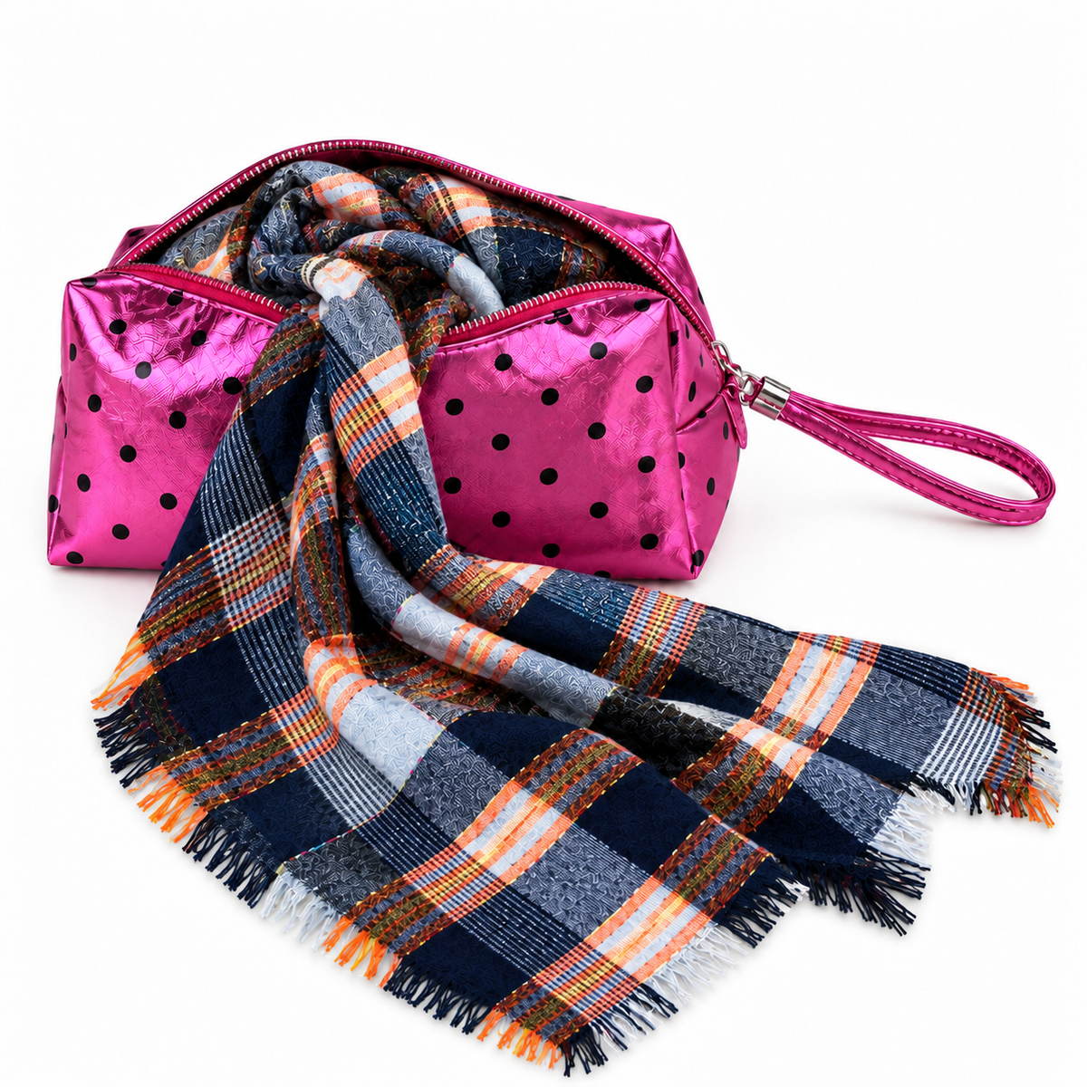 Sciarpa Triangolare Donna Coveri a Quadri con Pochette