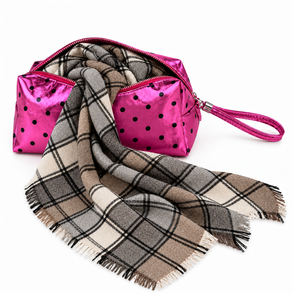 Sciarpa Triangolare Donna Coveri a Quadri con Pochette