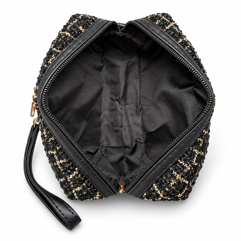 Set Regalo Donna con Sciarpa con Paillettes e Pochette in Tweed