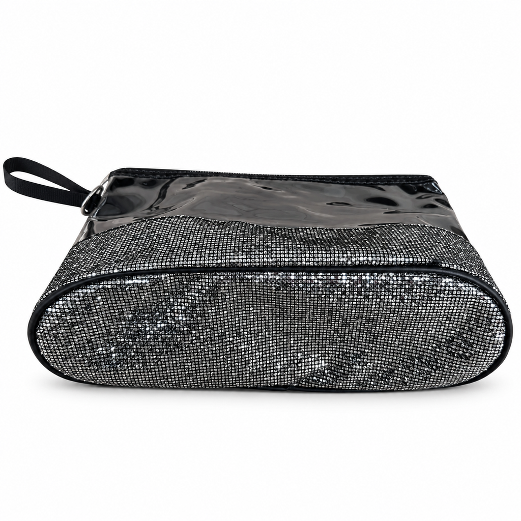 Set Regalo Donna con Sciarpa Effetto Stropicciato e Pochette Gioiello con Strass