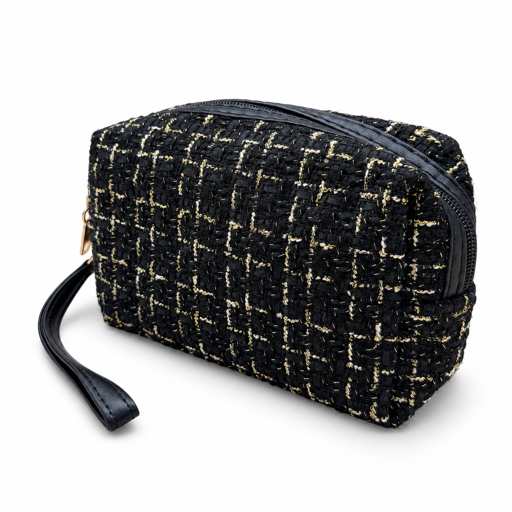 Set Regalo Donna con Sciarpa con Paillettes e Pochette in Tweed
