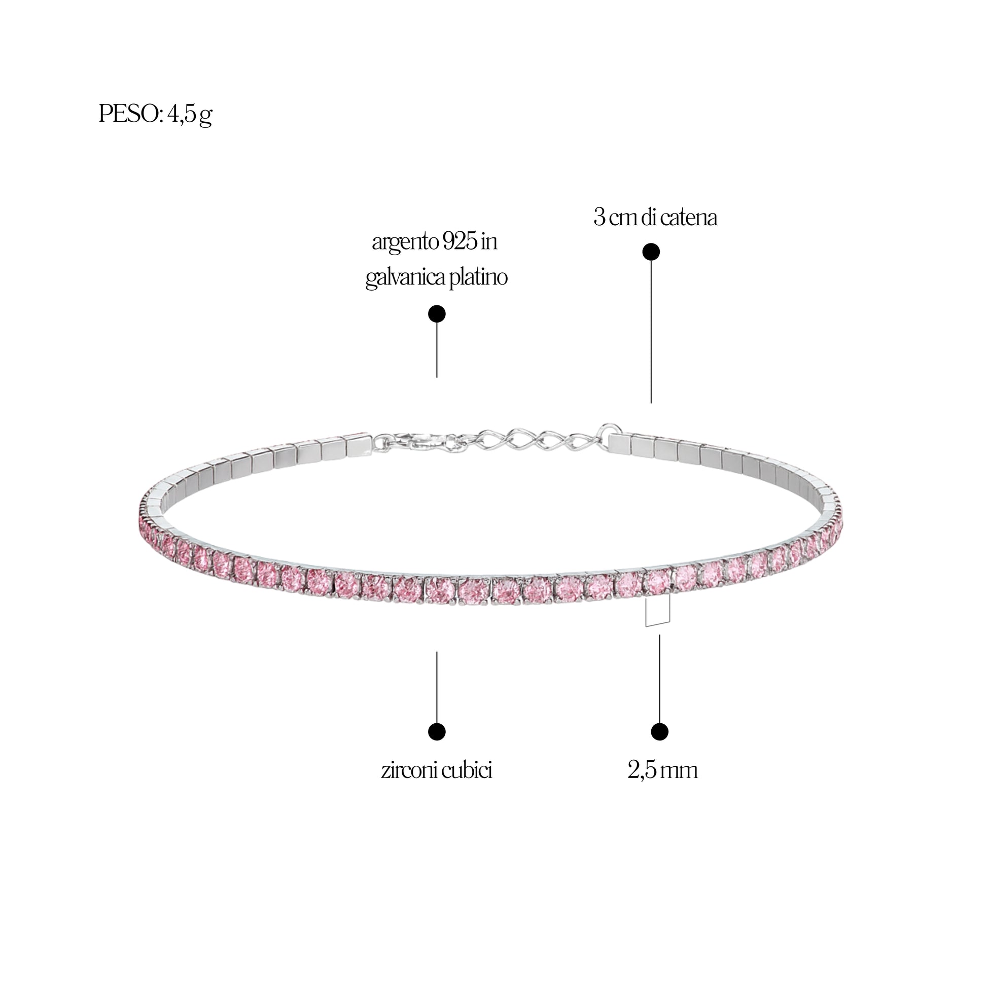Bracciale Tennis_Argento 925 "ROSA"