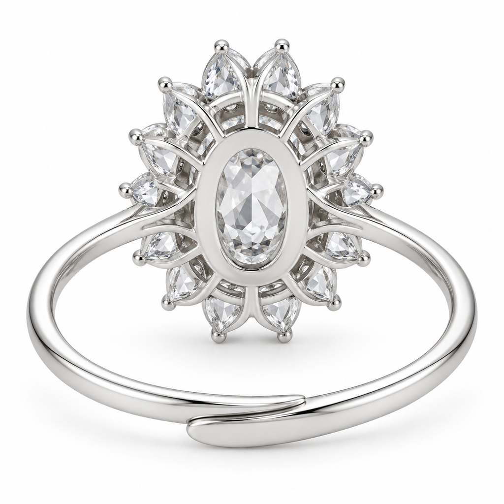 Regulowany pierścionek Royal Oval 12 mm ze srebra 925