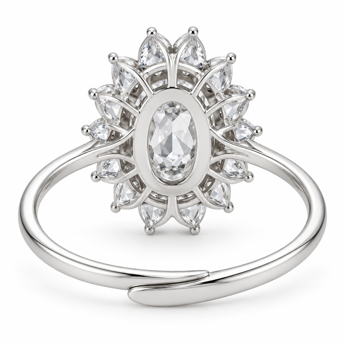 Verstelbare ring Royal Ovaal 12mm in 925 zilver