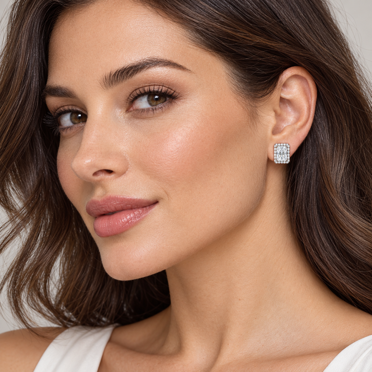 Orecchini Royale Rettangolari in Argento 925 Rodiato  – 10 × 12 mm