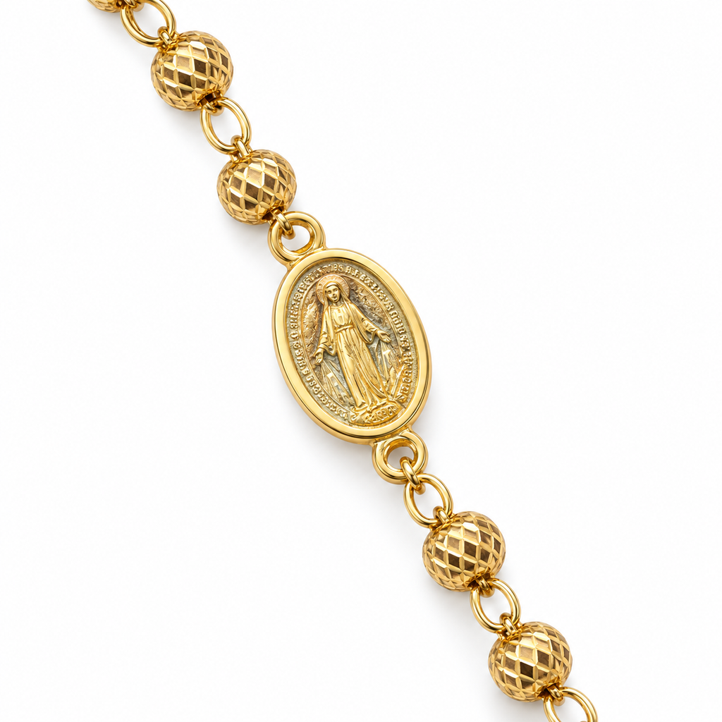 Collana Rosario Sfere Sfaccettate da 4mm in Argento 925 rodiato