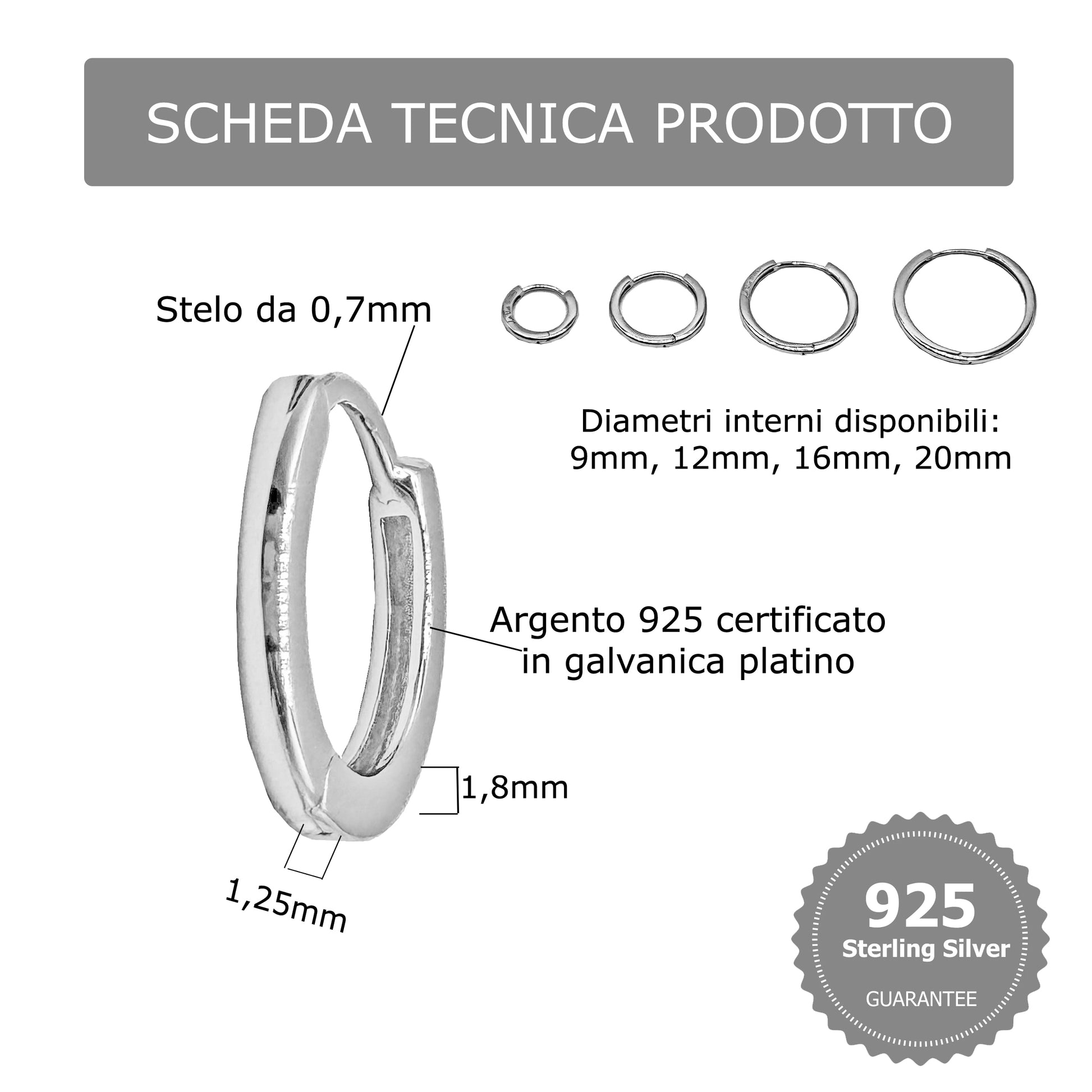 Orecchini a Cerchio liscio in Argento 925 - Les Folies
