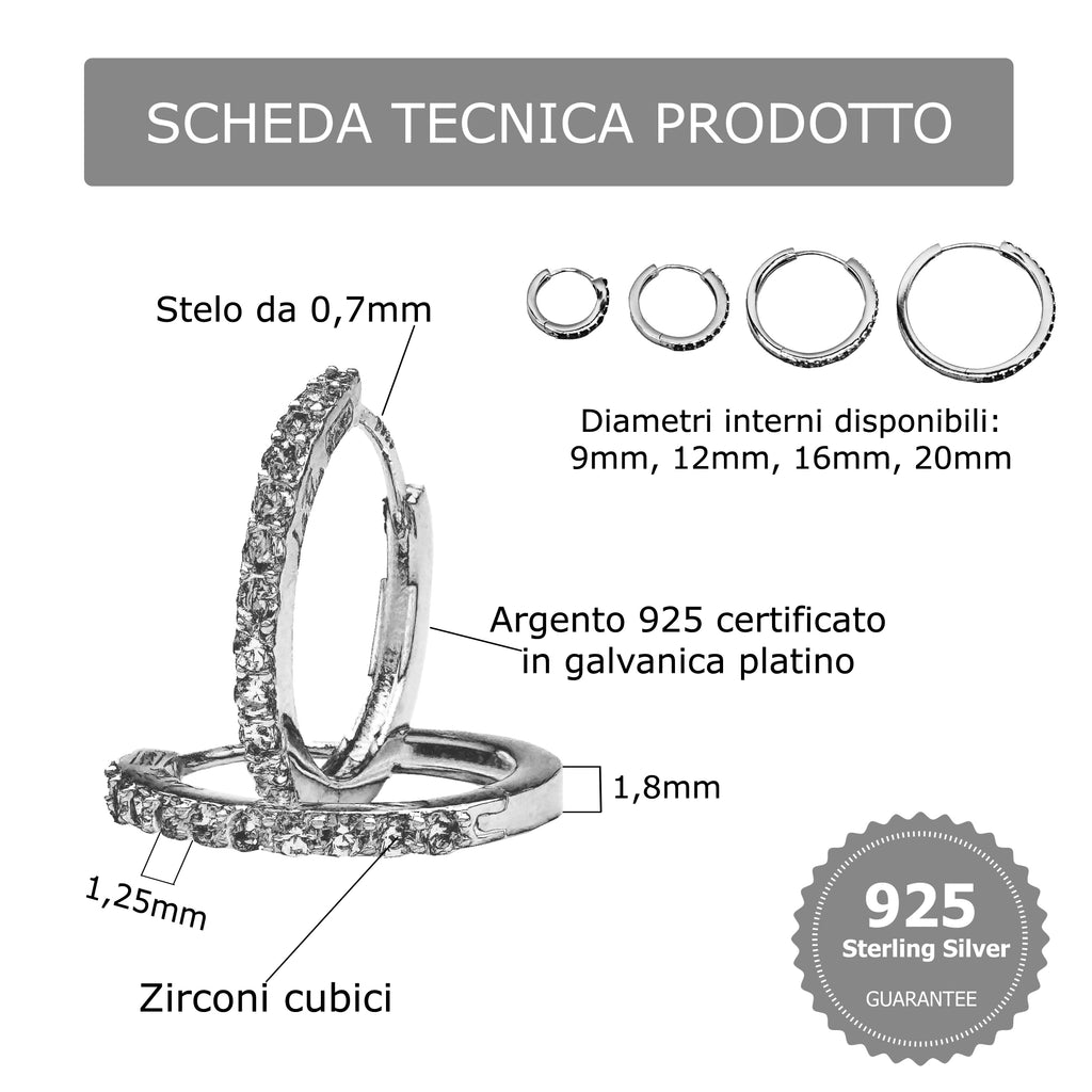 Orecchini a Cerchio Liscio in argento 925 in 4 misure