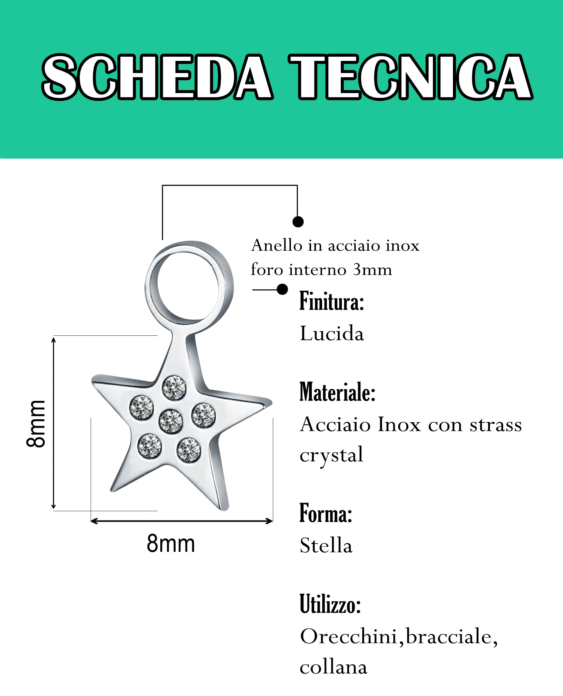 Mini Charm Stellina con cristalli