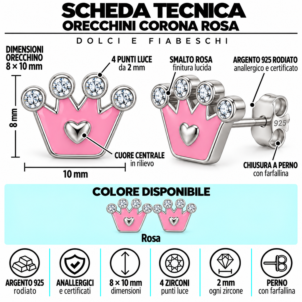 Orecchini a Lobo Corona in Argento 925 Rodiato