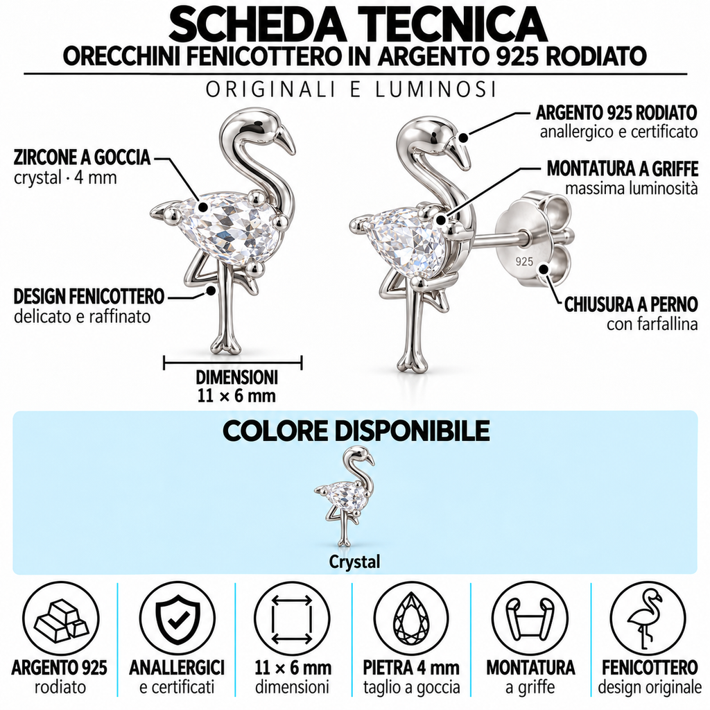 Orecchini a Lobo Fenicottero in Argento 925