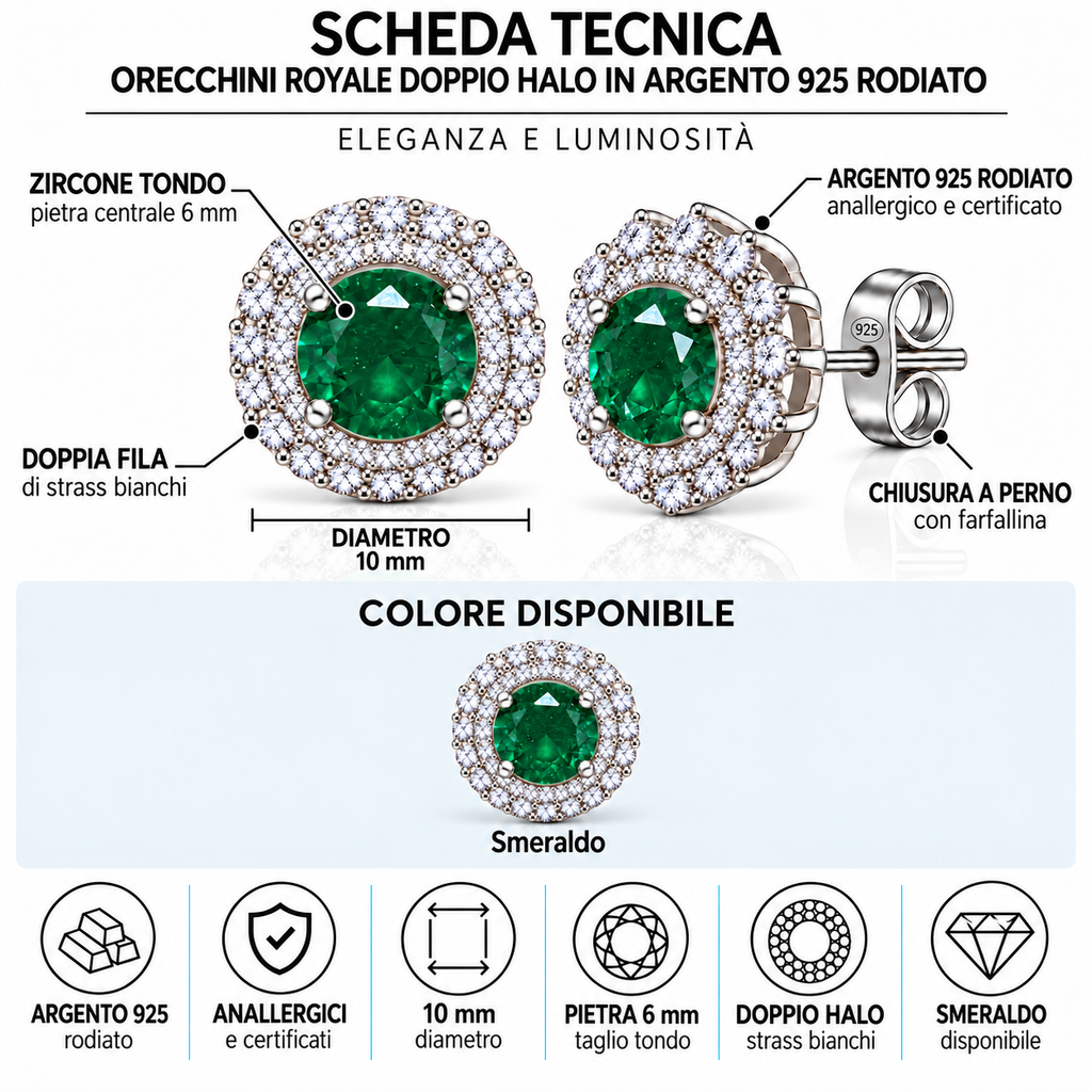 Orecchini Royale in Argento 925 Rodiato Tondo 10mm