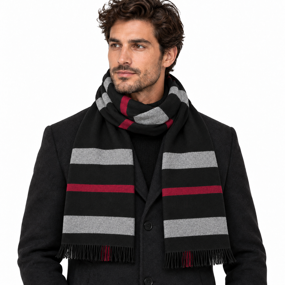 Set Coveri Collection con Sciarpa a Righe e Pochette Fantasia Tartan