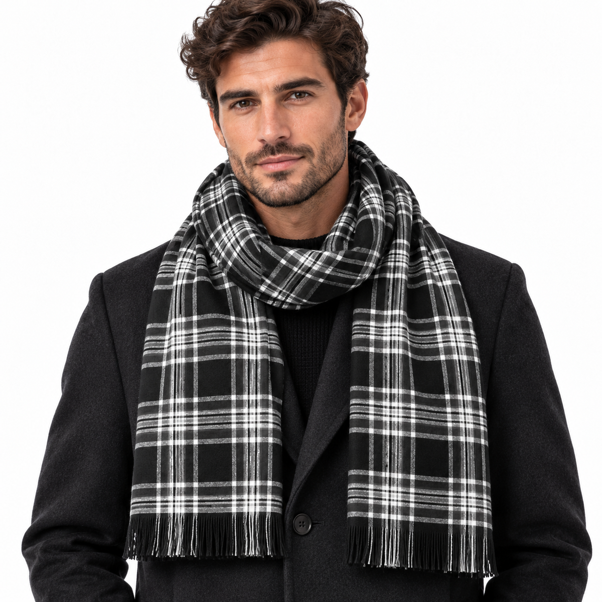 Sciarpa Uomo Fantasia Tartan con Frange