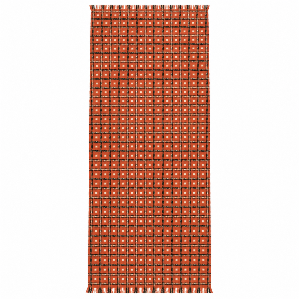 Sciarpa Donna Fantasia Geometrica a Quadri con Frange - Verde Fashion