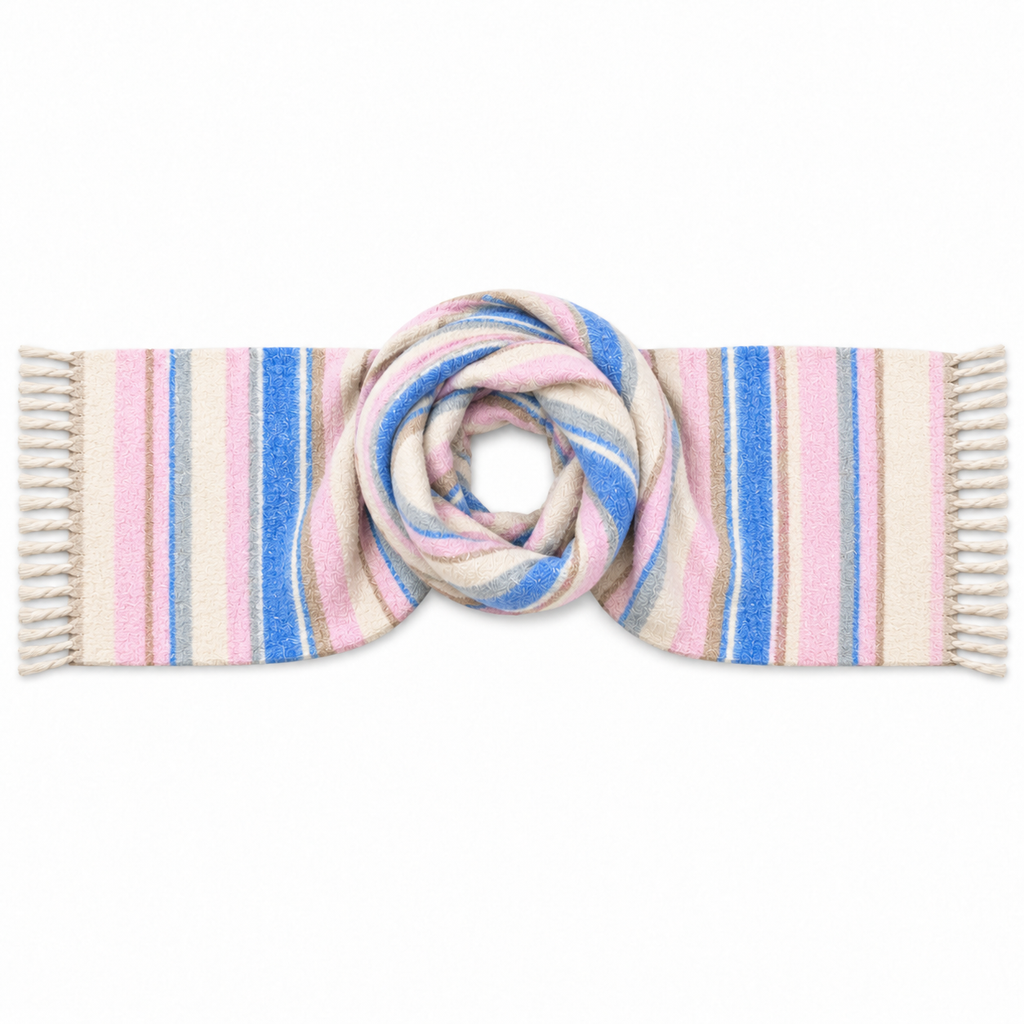 Set Regalo Donna Coveri con Sciarpone a Righe e Beauty Case Rigido Pied-de-Poule