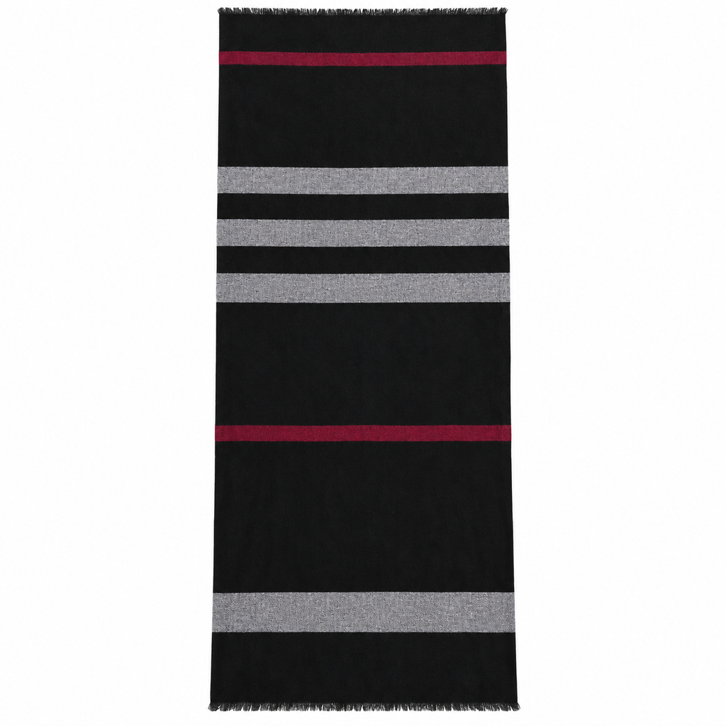 Set Coveri Collection con Sciarpa a Righe e Pochette Fantasia Tartan