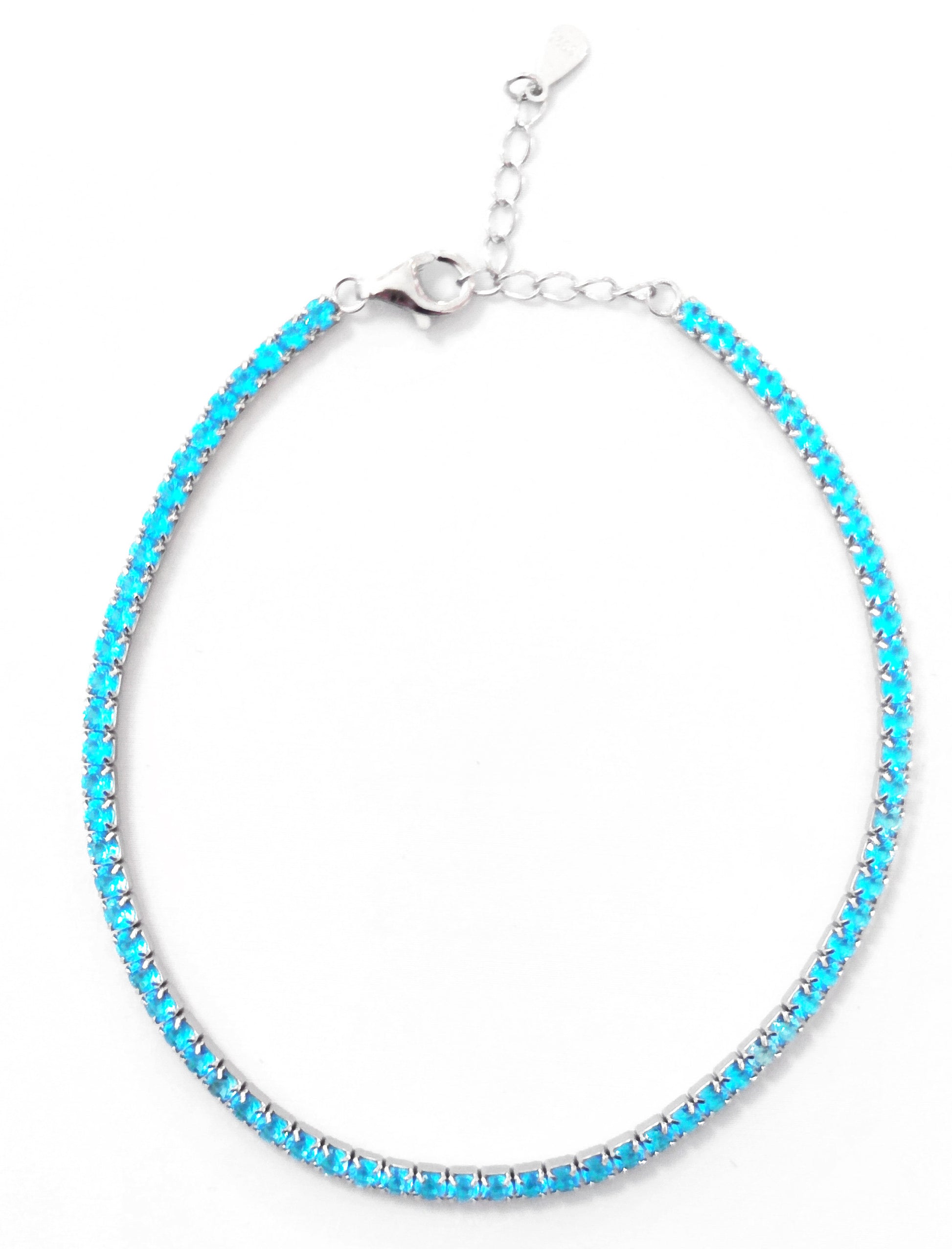 Bracciale tennis azzurro in argento 925