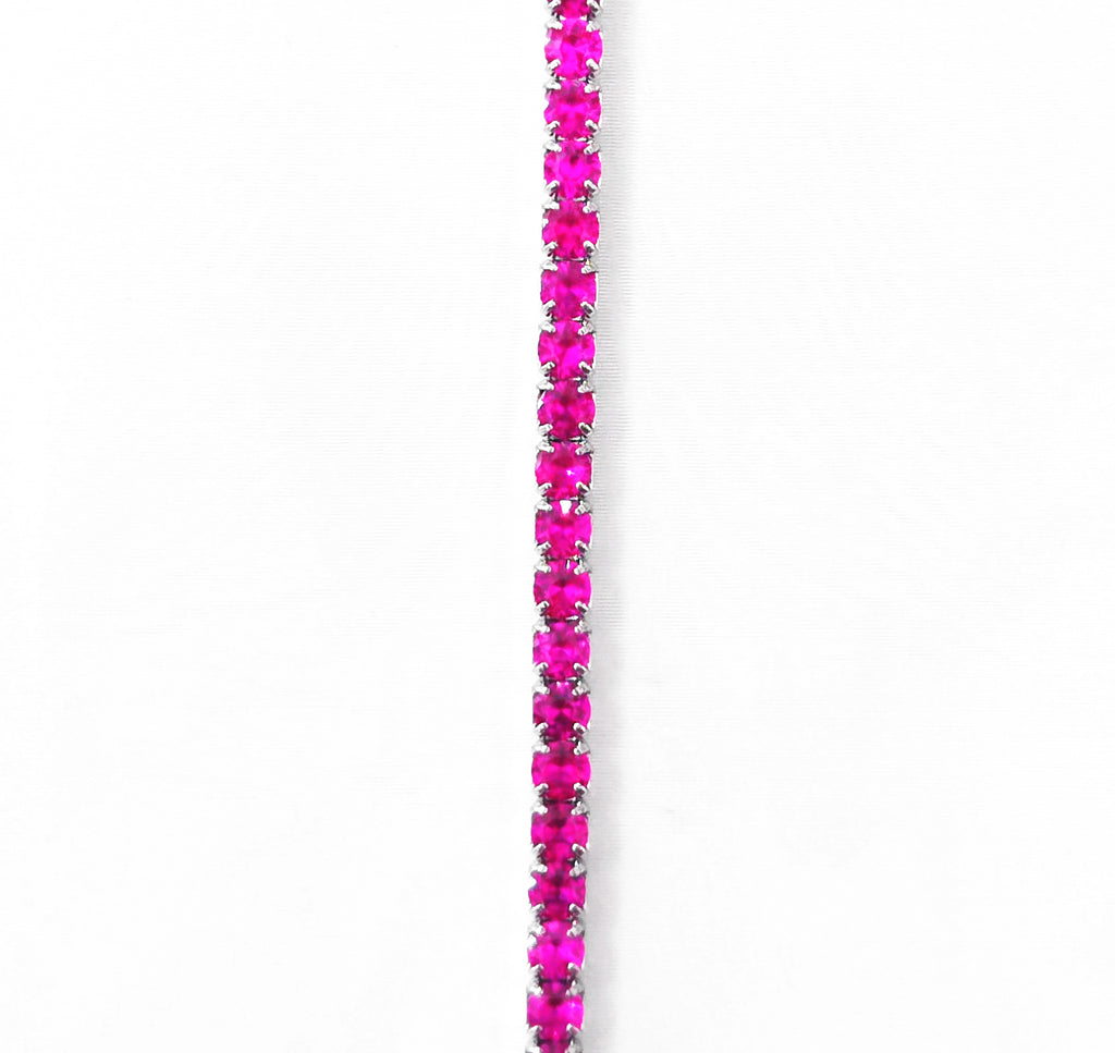 Bracciale tennis fucsia in argento 925