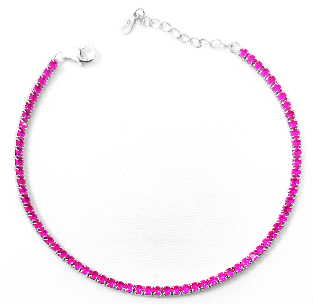 Bracciale tennis fucsia in argento 925