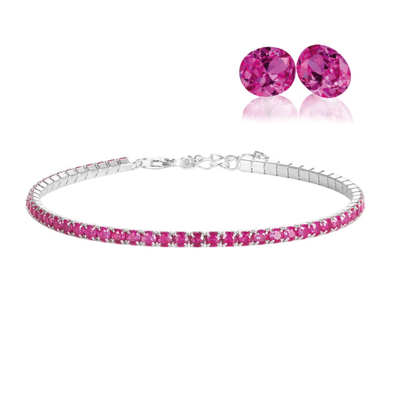 Bracciale tennis fucsia in argento 925