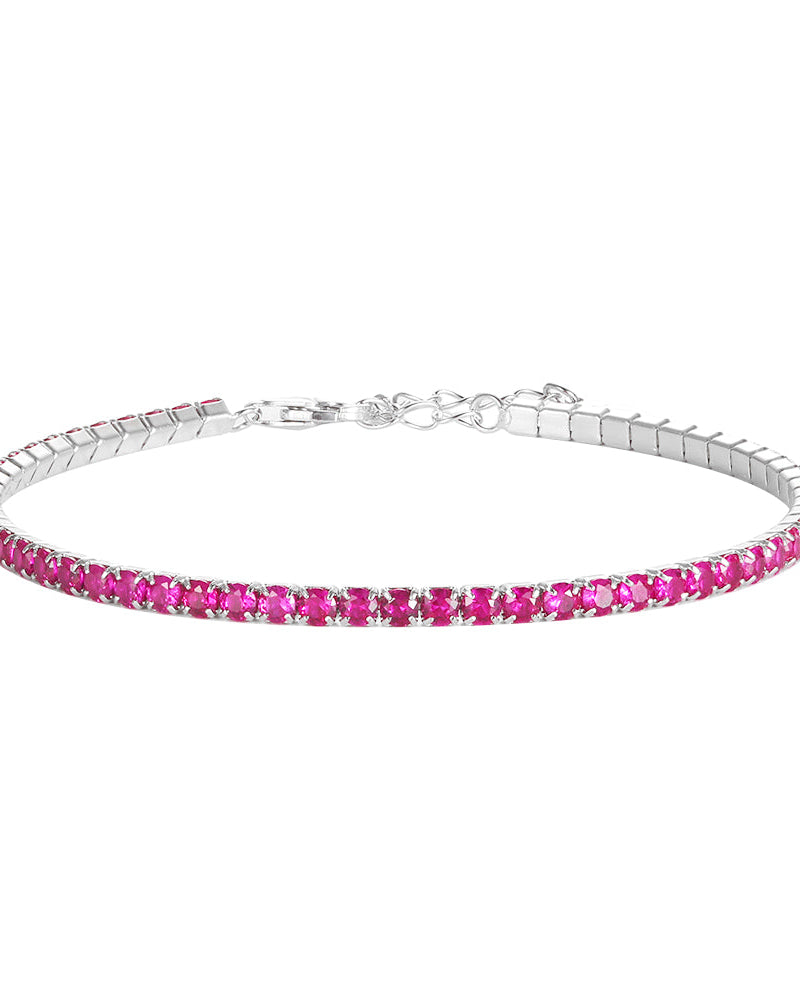 Bracciale tennis fucsia in argento 925