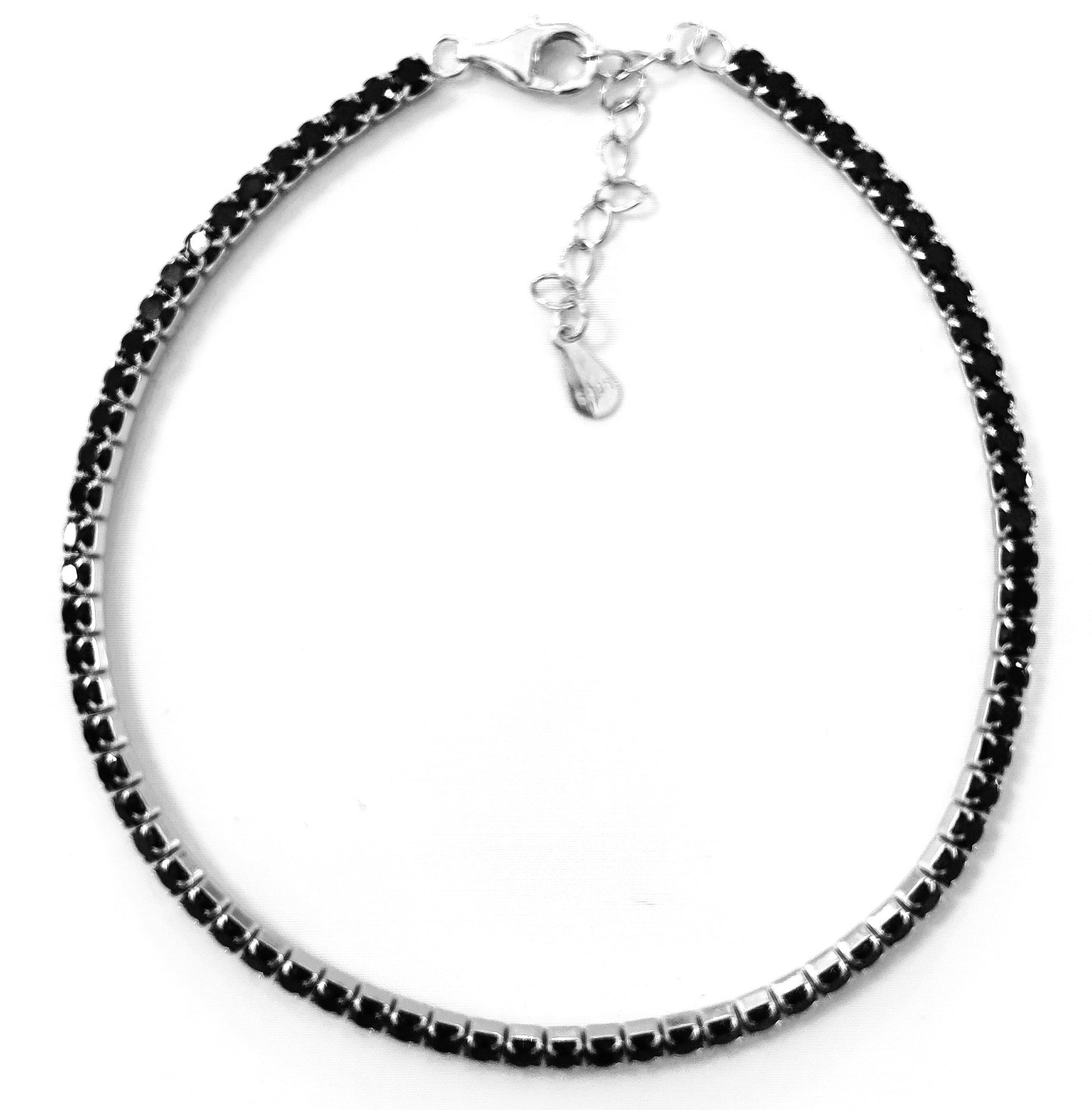 Bracciale tennis nero in argento 925