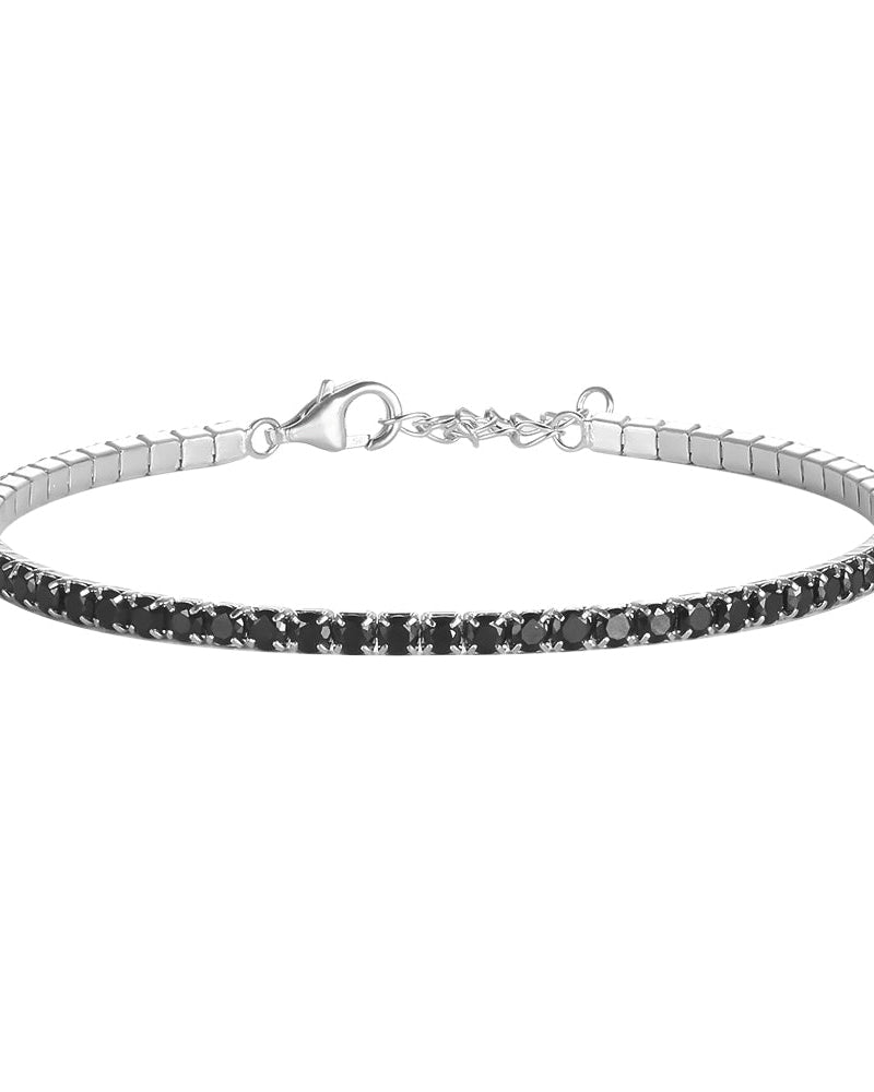 Bracciale tennis nero in argento 925