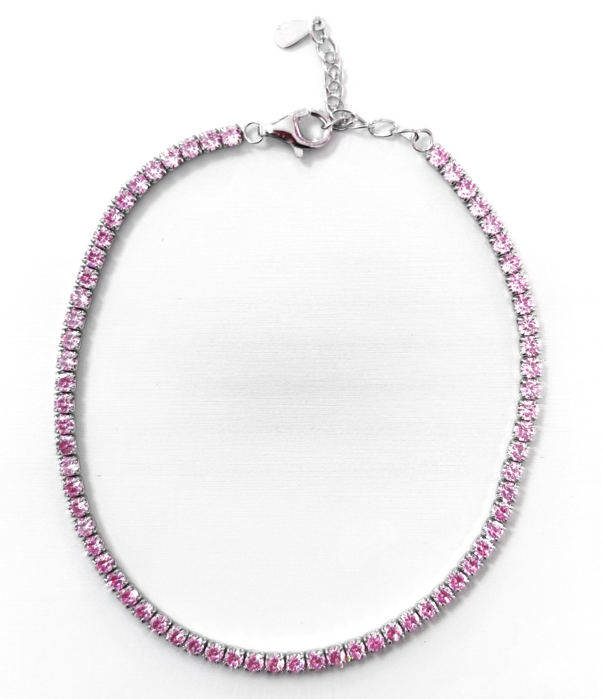 Bracciale tennis rosa in argento 925