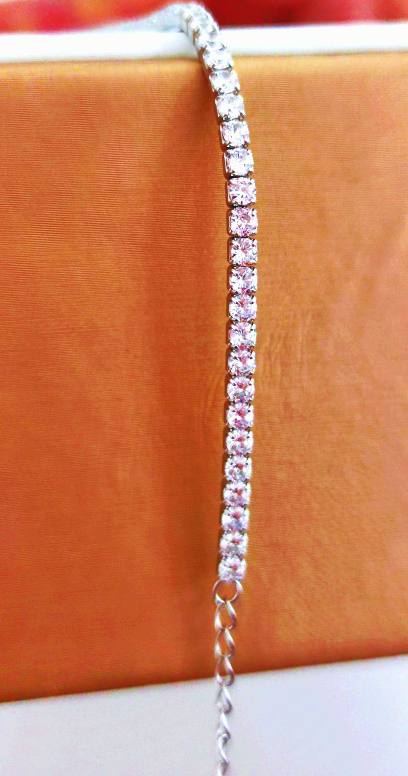Bracciale tennis rosa in argento 925