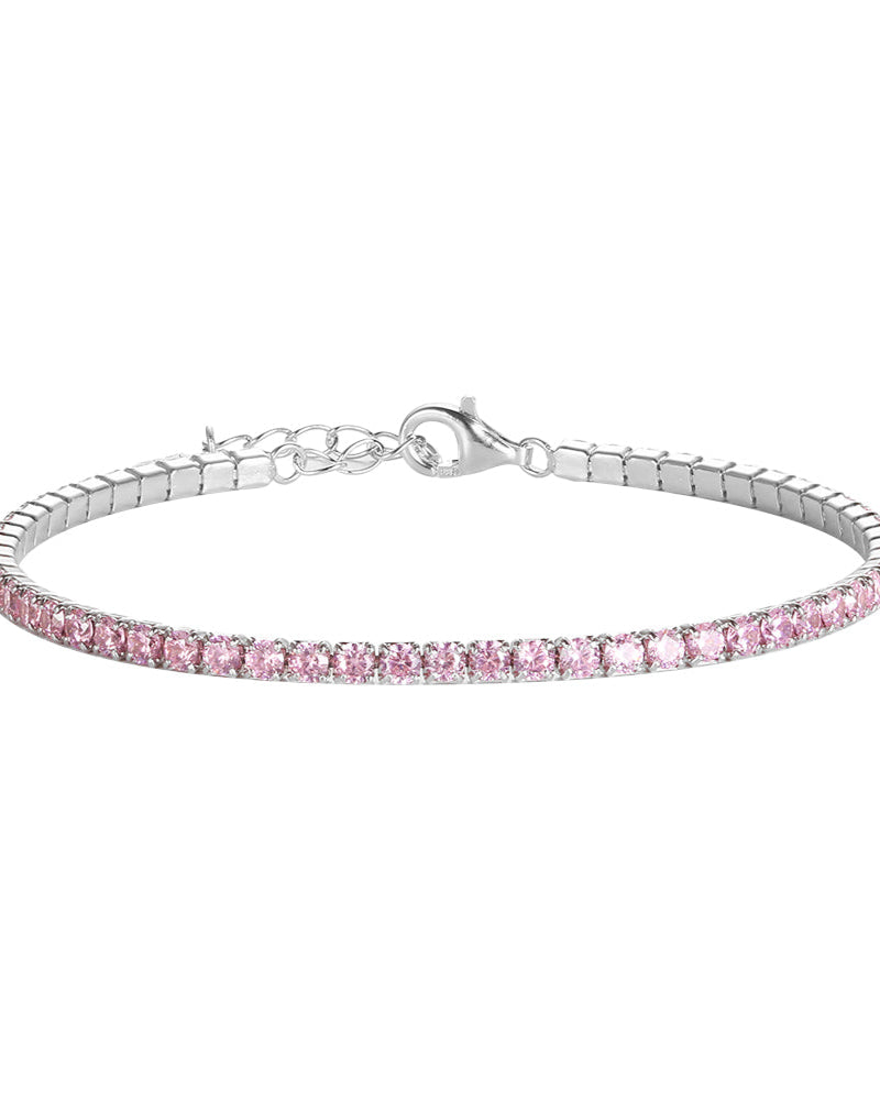 Bracciale tennis rosa in argento 925
