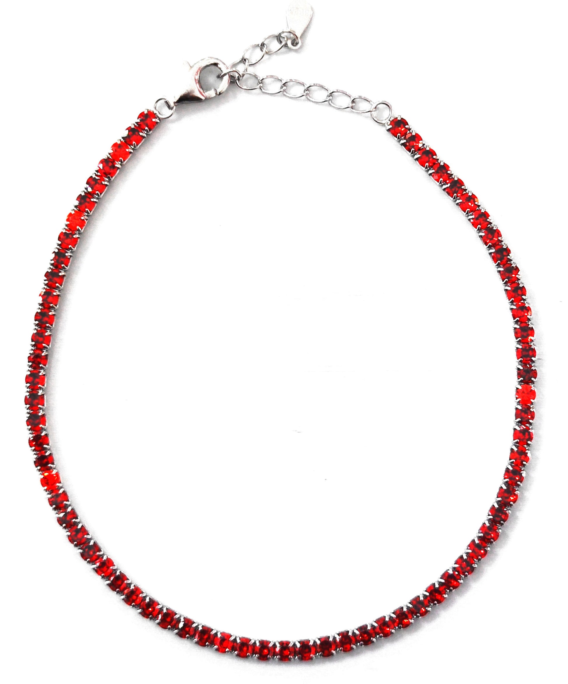 Bracciale tennis rosso in argento 925
