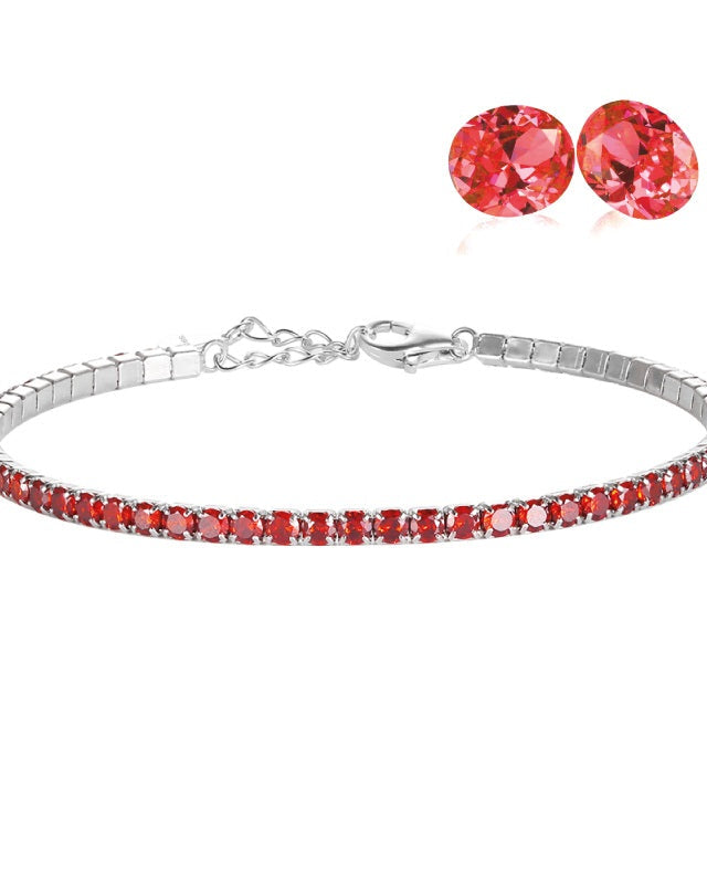 Bracciale tennis rosso in argento 925