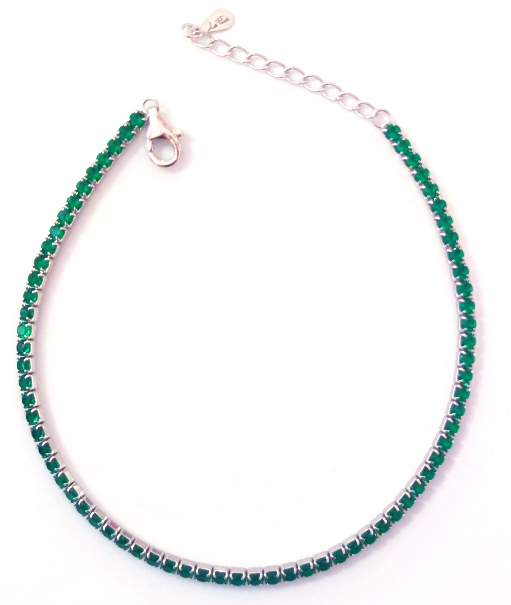Bracciale tennis verde in argento 925