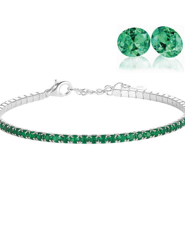 Bracciale tennis verde in argento 925