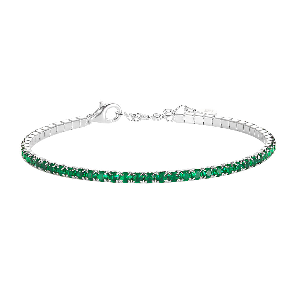 Bracciale tennis verde in argento 925