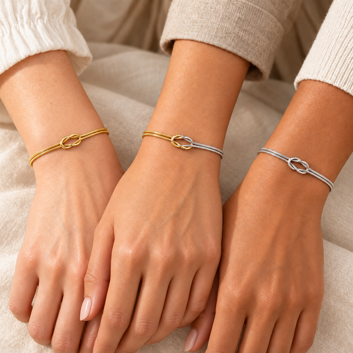 Bracciale Nodo Snake doppio filo in Acciaio Inox