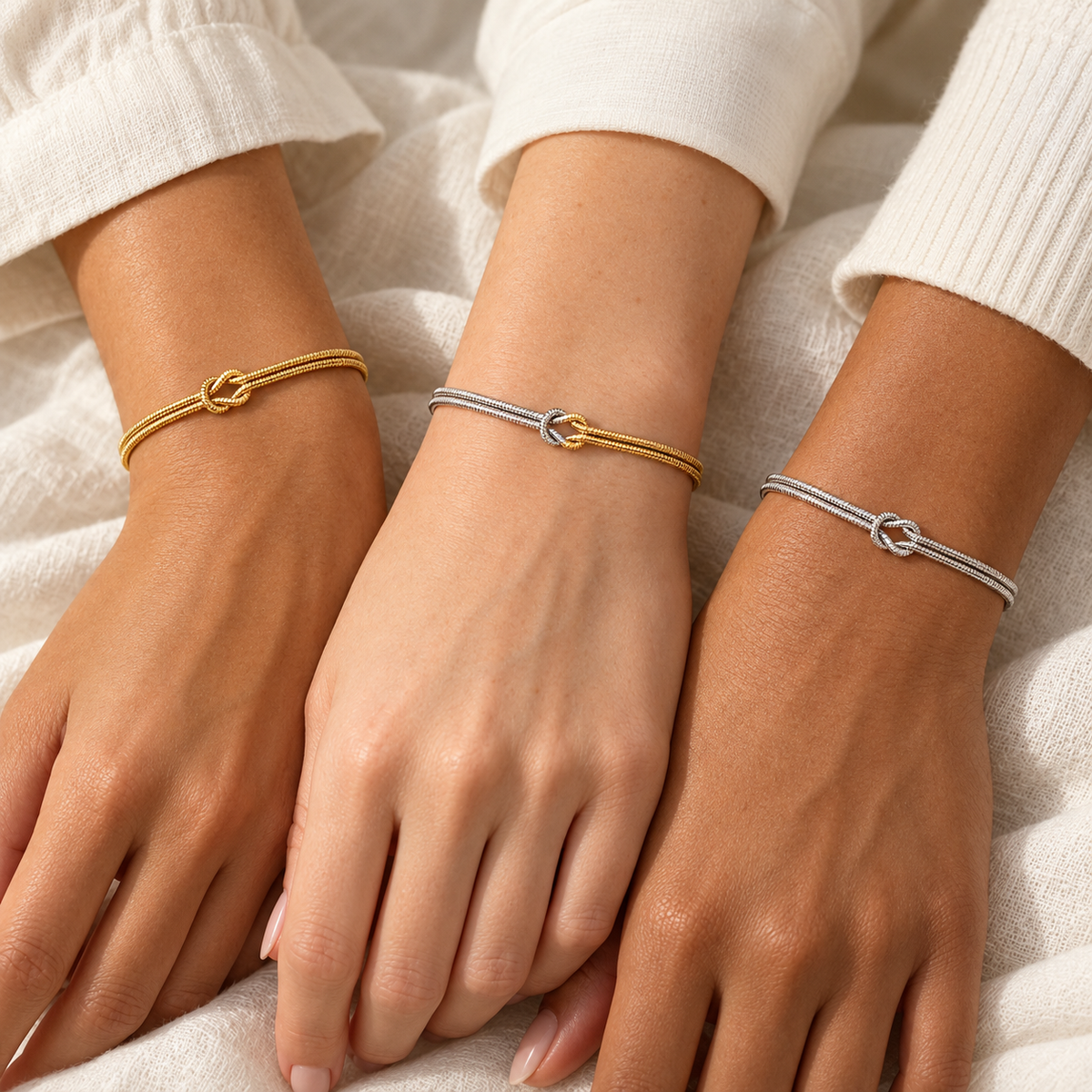 Bracciale Nodo Snake doppio filo in Acciaio Inox