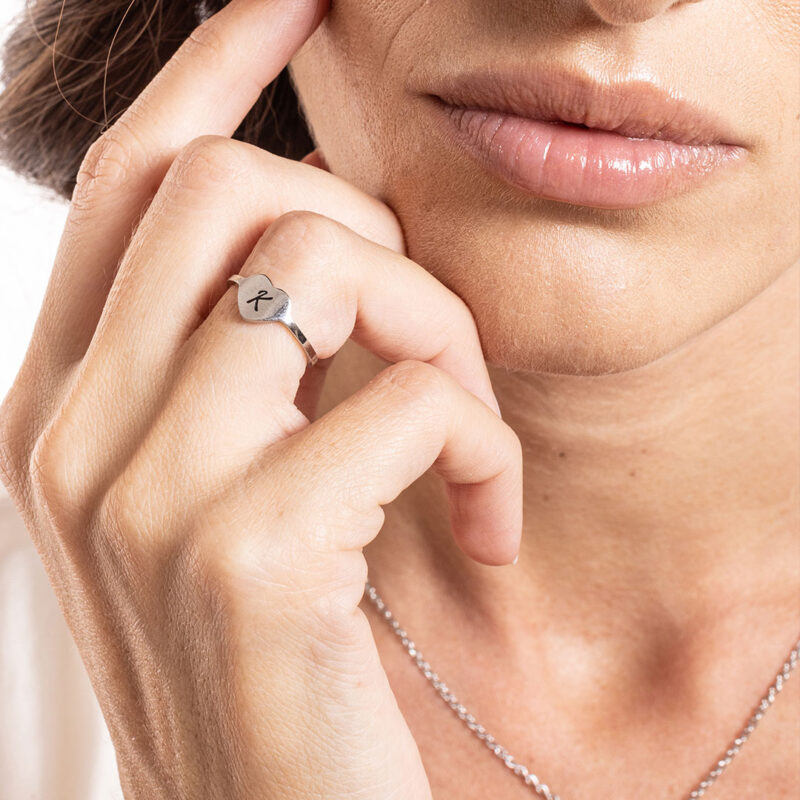 Anello Cuore Lettera in acciaio inox Personal - Brand Gioielli