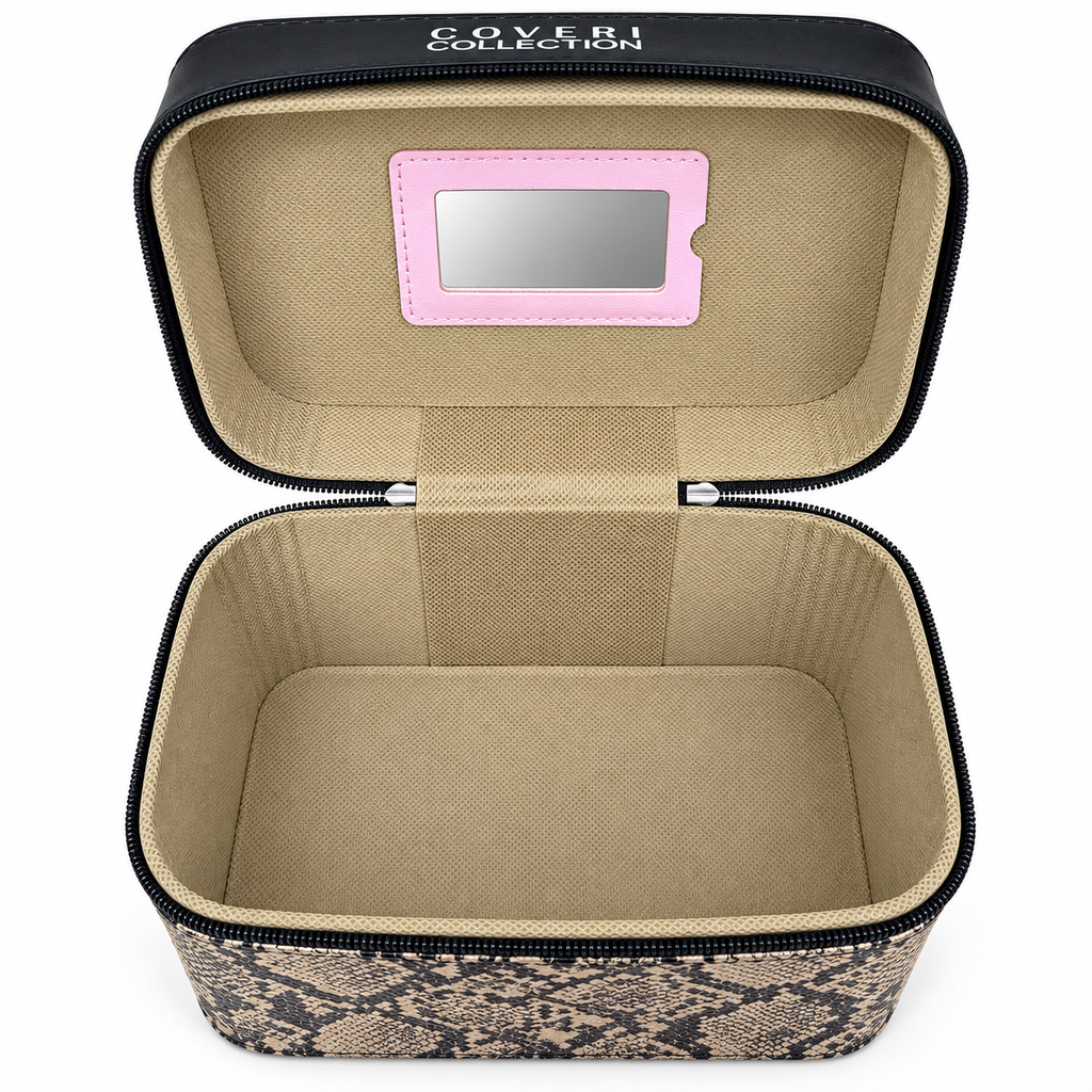 Set Regalo Donna Coveri con Sciarpa Fantasia e Beauty Case Animalier