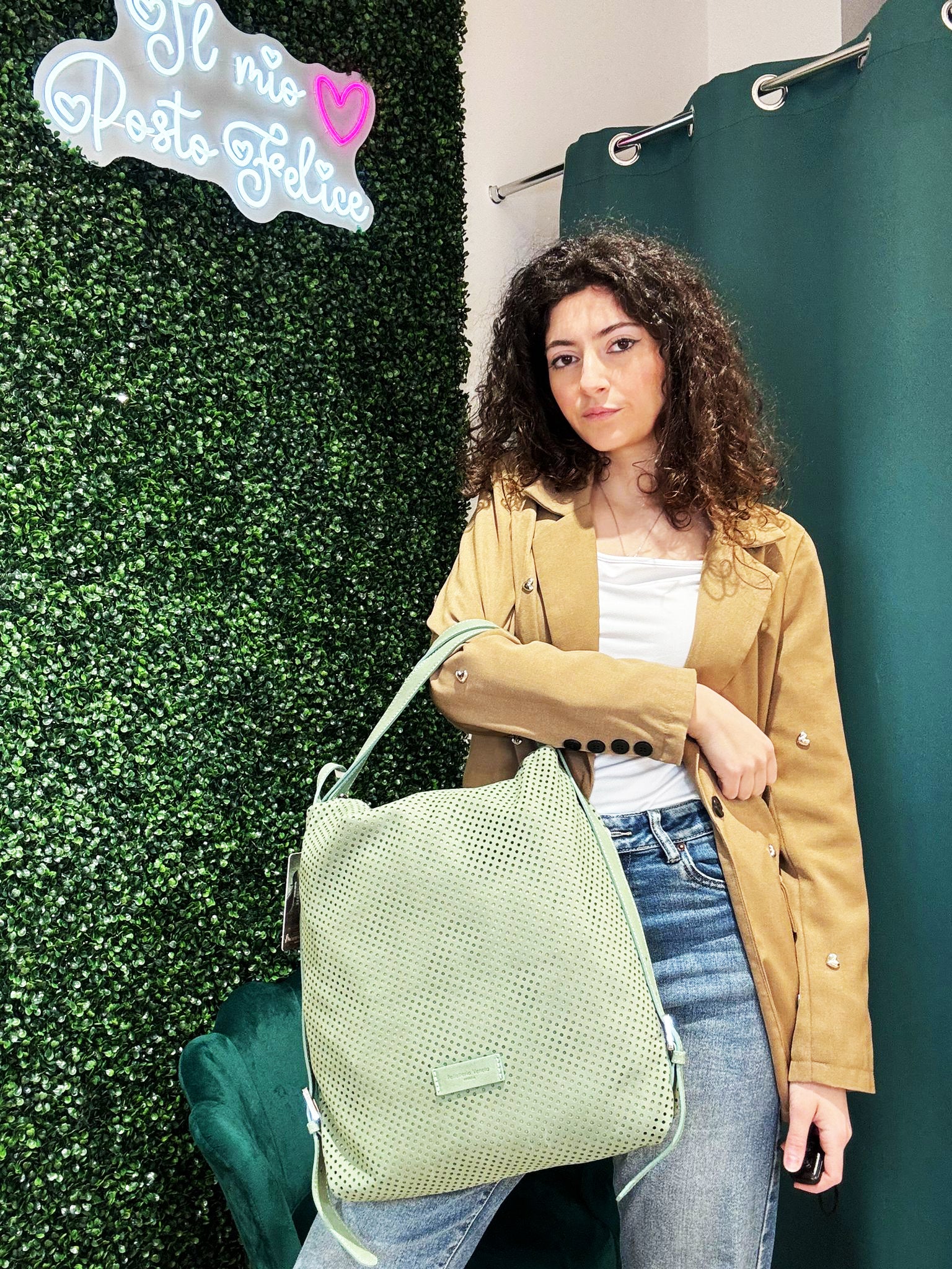 Borsa Zaino in pelle Nabuk forellata Pelletteria Veneta Forello in vera pelle