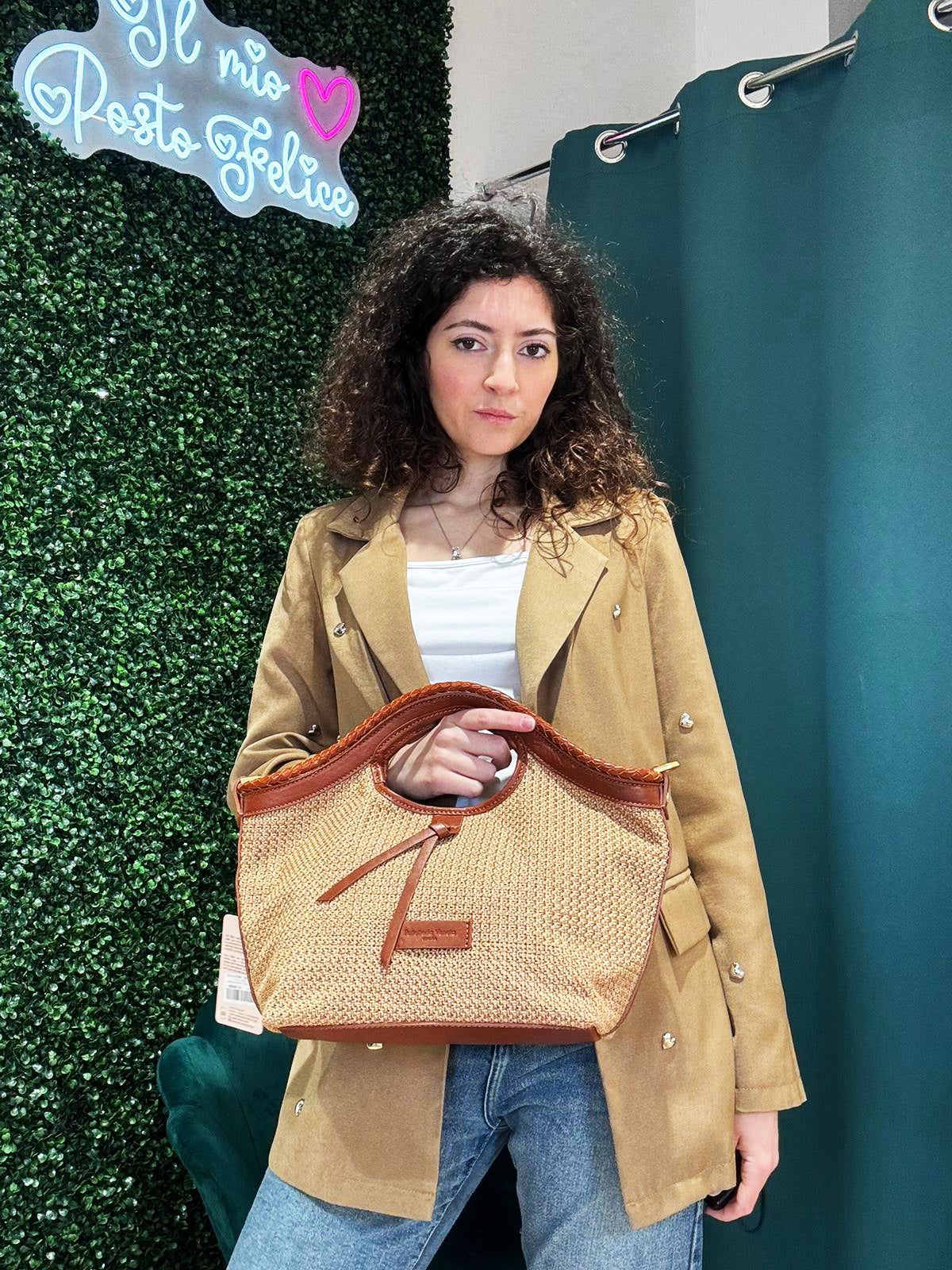 Borsa a mano media Pelletteria Veneta Rigadin in vera pelle