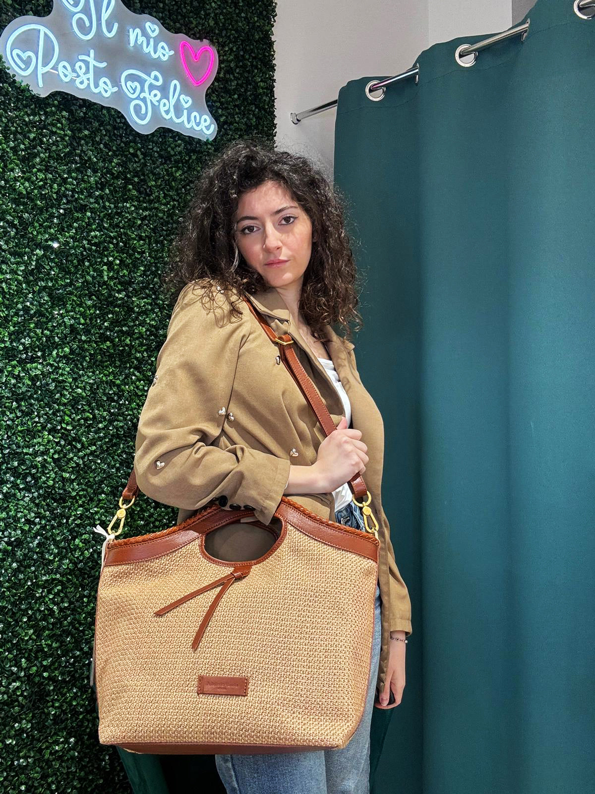 Borsa a mano grande Pelletteria Veneta Rigadin in vera pelle