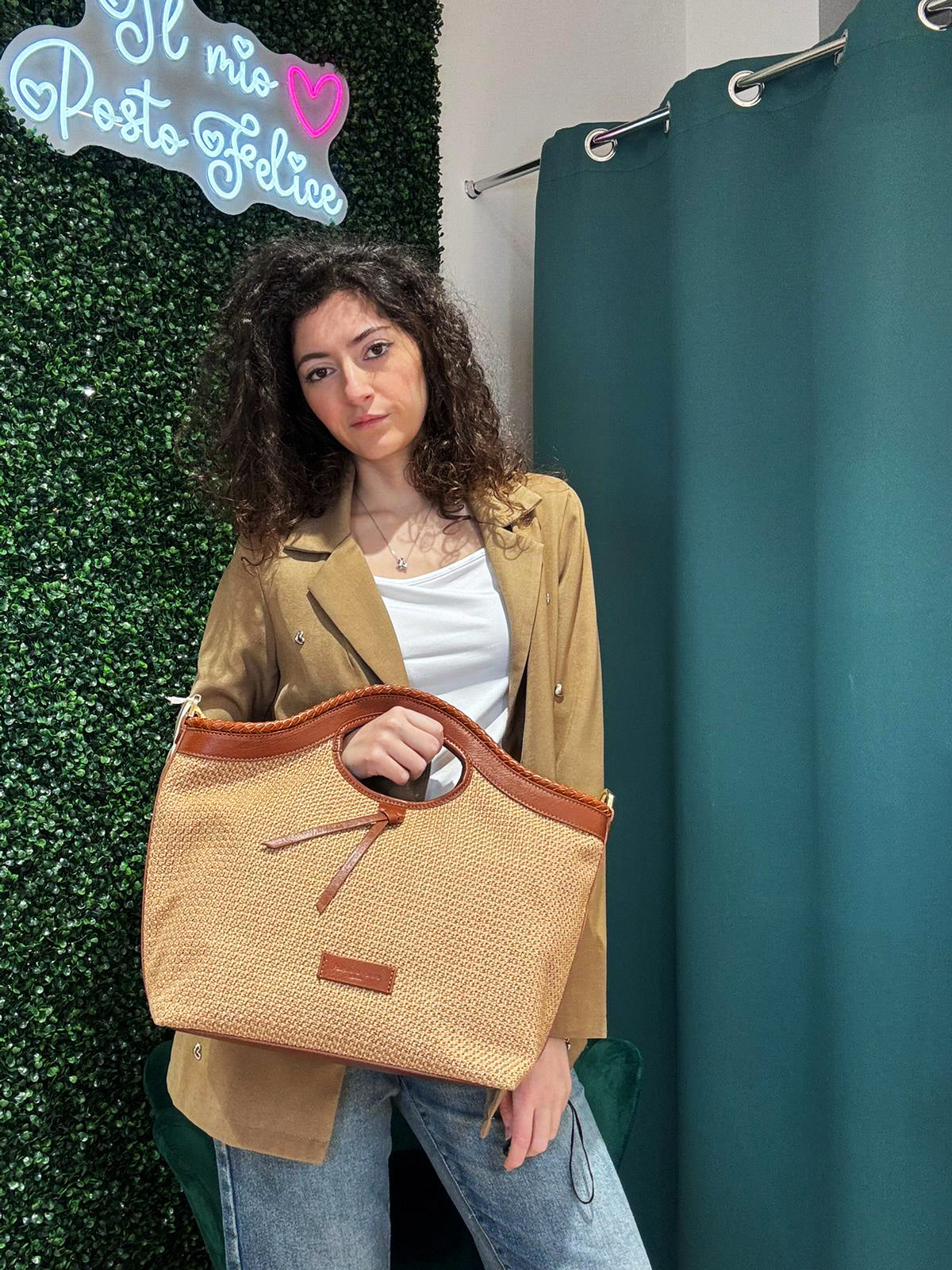 Borsa a mano grande Pelletteria Veneta Rigadin in vera pelle