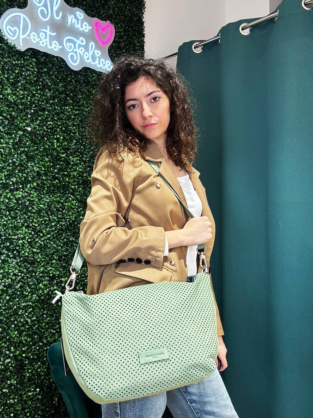 Shopper in pelle Nabuk forellata Pelletteria Veneta Forello in vera pelle